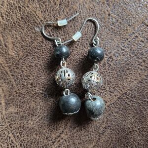 Silver and Black Dangle Earrings